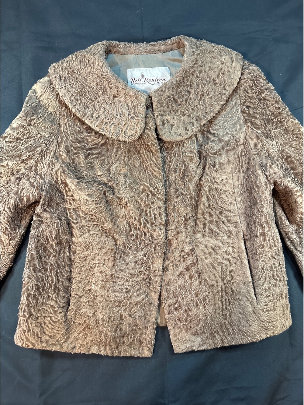 Vintage 1960’s Holt Renfrew Persian Lamb Astrakhan Fur Jacket Coat Brown